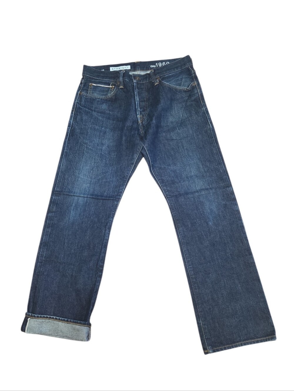 Gap 1969 Straight Fit R Selvage Raw Cotton Mens Size 32x28 Button Fly Premium